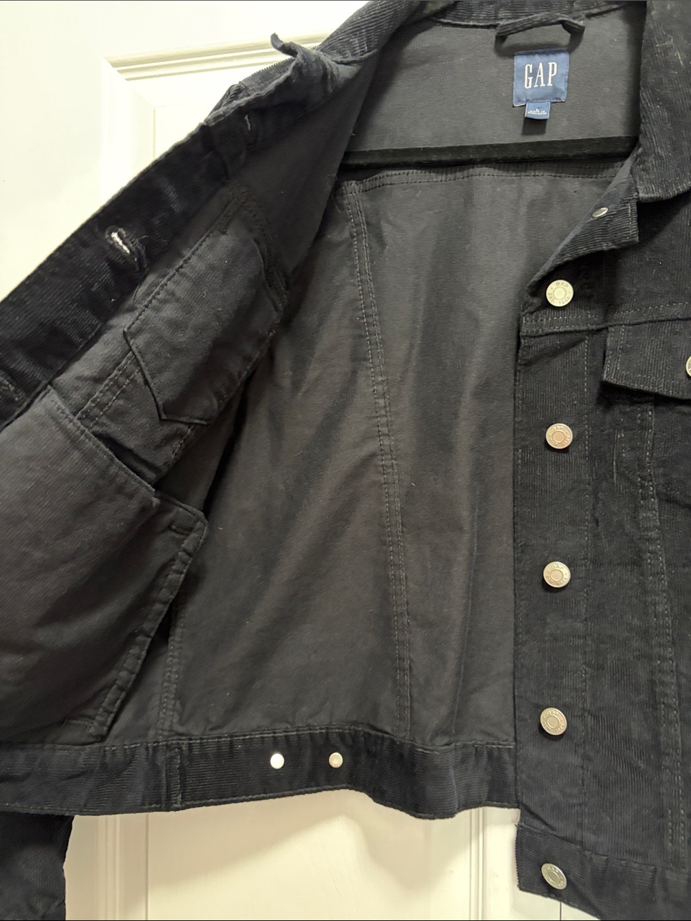 GAP Black Corduroy Trucker Jacket women’s large - Picture 7 of 11